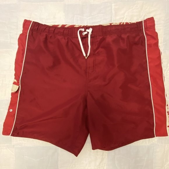 Men's XXL swimsuit, Red and cream with liner, 100% Polyester - Picture 1 of 8
